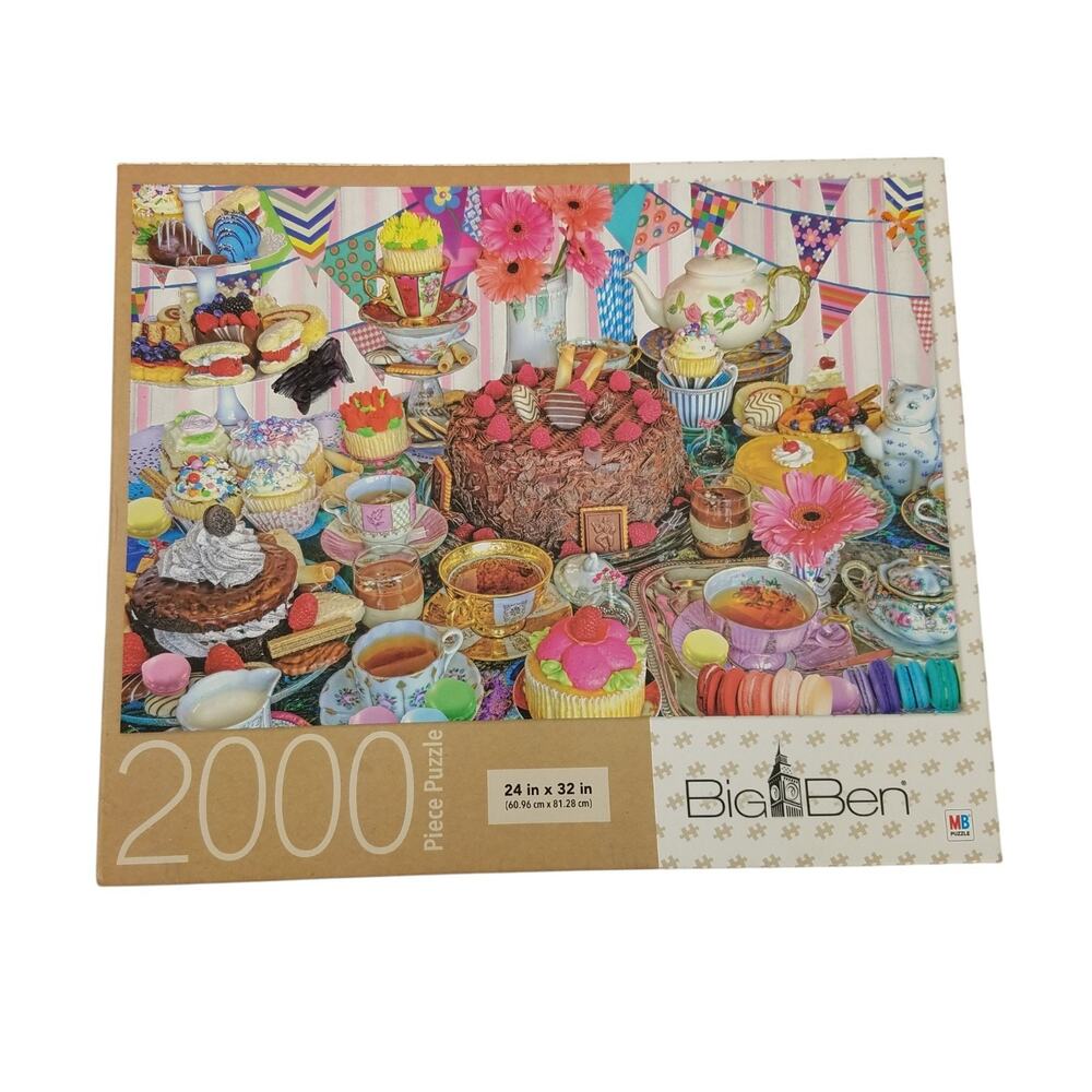 Milton Bradley Hasbro Big Ben 2000 Piece Jigsaw Puzzle Tea Party Tent Sealed Box